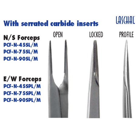Laschal File Retrieving Forceps with thumb lock N/S #PCF-N-75SL/M