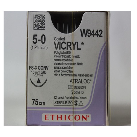 J&J Ethicon Sutures Vicryl 5/0 (W9442) 12/Box