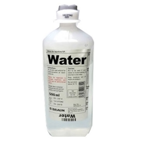 B Braun Water for Injections B.P. 500ml 10 bottles/carton