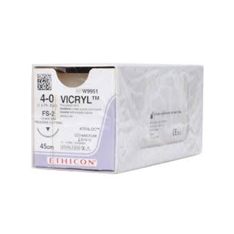 J&J Ethicon Sutures Vicryl 4/0 45cm W9951 (12pcs/Box)